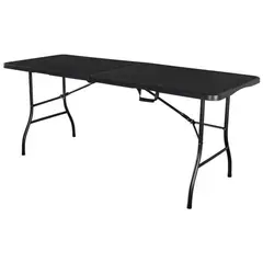 JUST HOME COLLECTION - Mesa Plegable Rectangular Acero 70x74x180 cm Negro