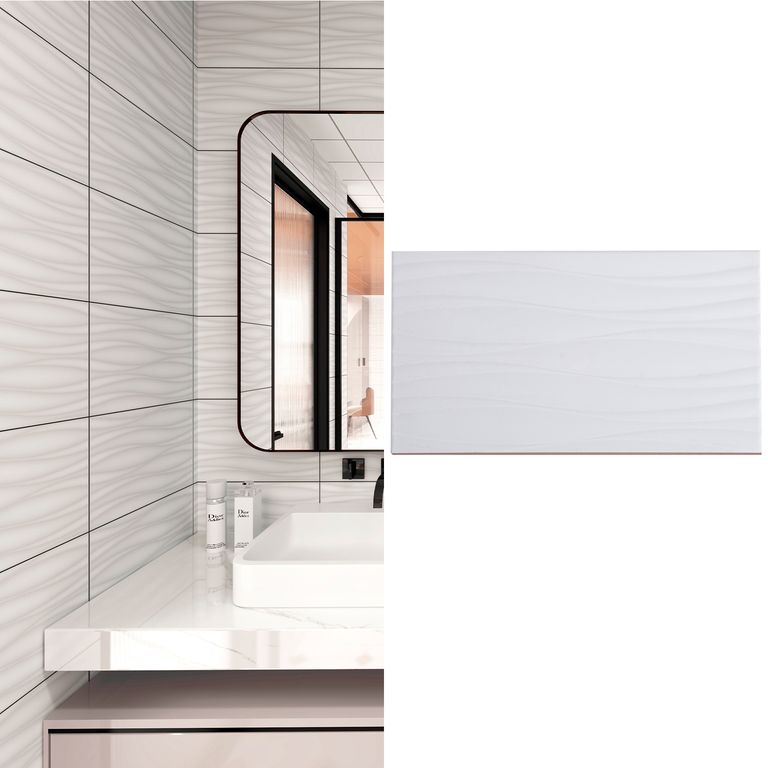 Cerámica 25x40 cm Wavy Blanco 1.5 m2