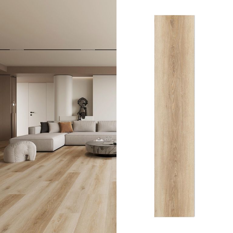Piso Vinílico SPC 5 mm 22.8x152.4 cm Deck Bright Café 1.74 m2