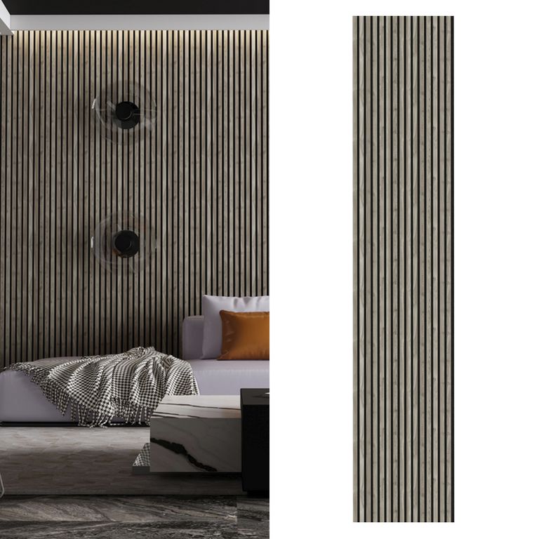 Wall Panel Acustico MDF 60x240 cm Gris 1.44 m2