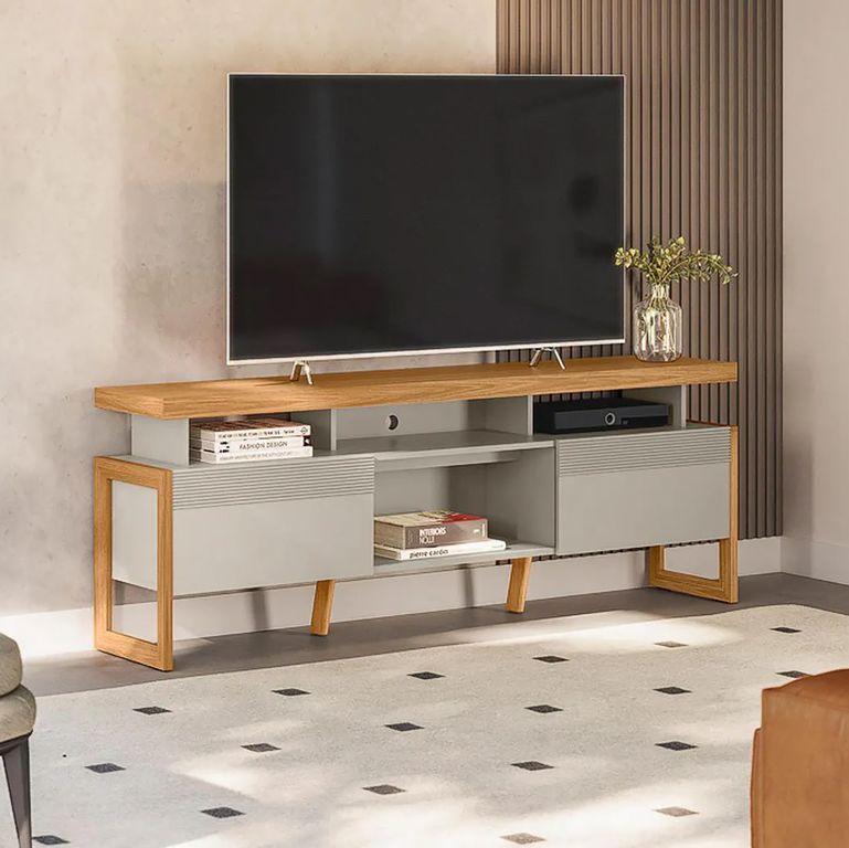 Mesa TV 70 " Esmeralda Café/Gris 180x66x36 cm