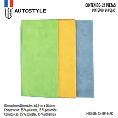 AUTOSTYLE - Set 24 Paños Microfibra Automóvil 40x40 cm