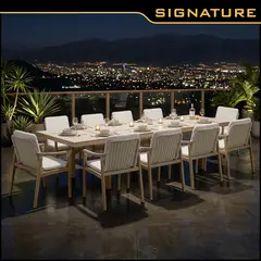 JUST HOME COLLECTION - Juego de Comedor de Terraza Amuri 10 Personas Natural/Blanco