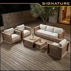 JUST HOME COLLECTION - Juego de Living de Terraza New Haven 6 Personas Natural/Beige