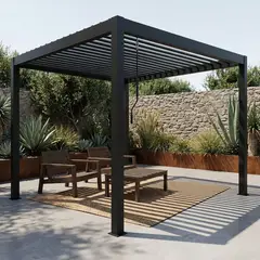 JUST HOME COLLECTION - Pérgola Bioclimática Negro Metal 295x303x230 cm