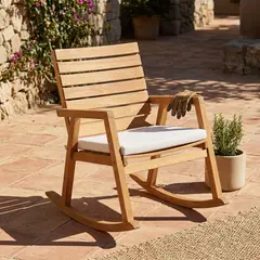 JUST HOME COLLECTION - Silla Mecedora para Terraza Madera Casablanca Natural 88x87x62 cm