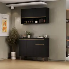 JUST HOME COLLECTION - Kit Mueble de cocina base + mural Negro 105 cm