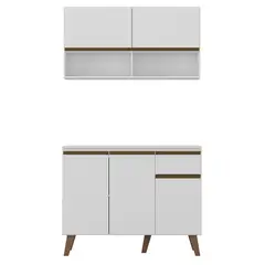 JUST HOME COLLECTION - Kit Mueble de cocina base + mural Blanco 105 cm