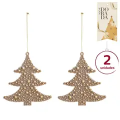 DEAR SANTA - Set 2 Árboles 9 cm Noche Dorada