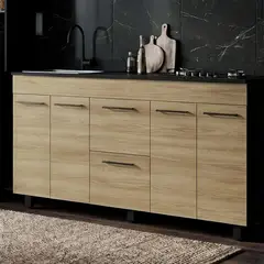 JUST HOME COLLECTION - Mueble de cocina base con cubierta 150 cm Luna incluye perforacion para lavaplatos izquierda