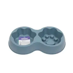 PETIZOOS - Comedero doble para mascotas antiestres, color azul