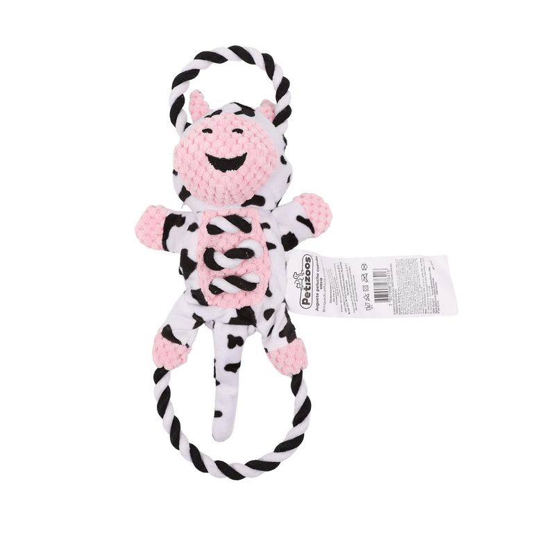 Juguete para perro peluche con cuerda vaca 36x33cm