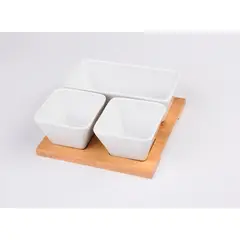 JUST HOME COLLECTION - Set 3 Bowls Picoteo con Tabla Bamboo