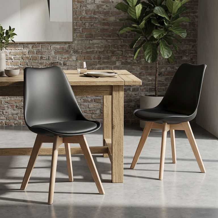Set 2 Sillas Copper Negro 77x42x50 cm
