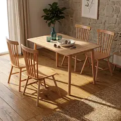 JUST HOME COLLECTION - Juego de comedor Coras 4 Sillas Mesa Rectangular 120x80x75cm Madera