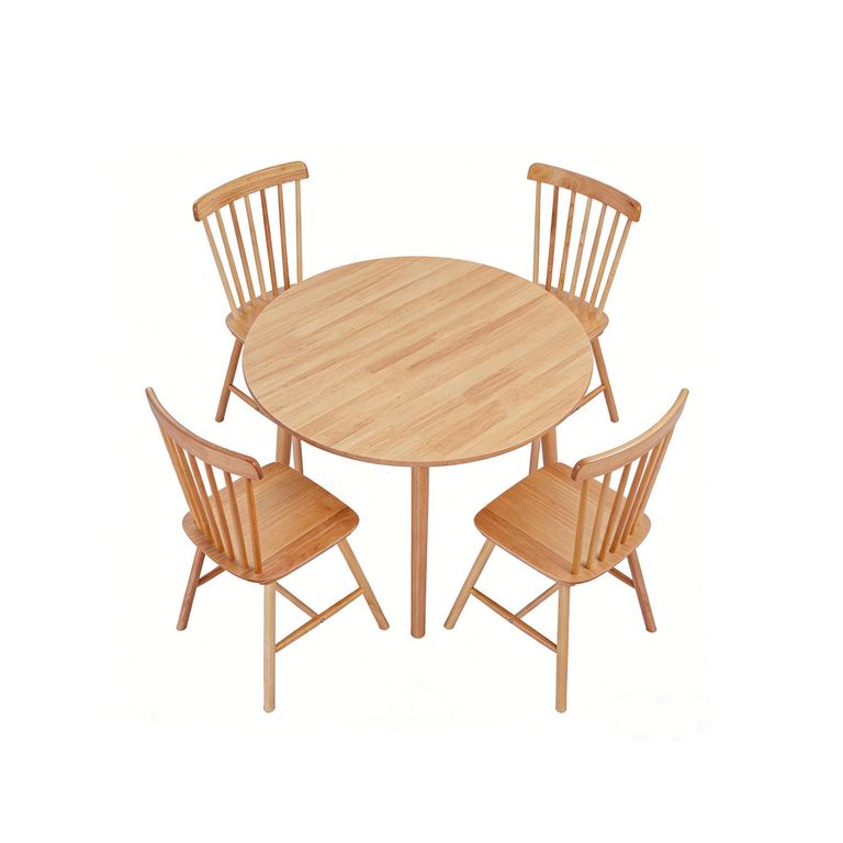 Juego de comedor Coras 4 Sillas Mesa Redonda 100x100x75cm Madera