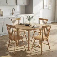 JUST HOME COLLECTION - Juego de comedor Coras 4 Sillas Mesa Redonda 100x100x75cm Madera