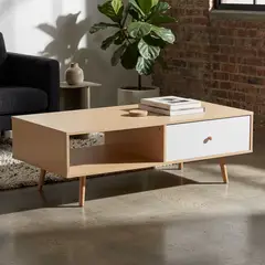 JUST HOME COLLECTION - Mesa de Centro Café/Blanco 120x60x40 cm