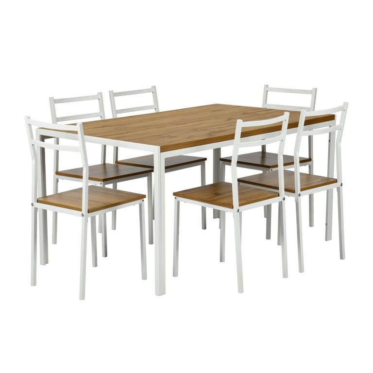 Juego de Comedor Recca 6 Sillas Mesa Rectangular 150*90*75cm Madera