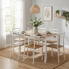 JUST HOME COLLECTION - Juego de Comedor Recca 6 Sillas Mesa Rectangular 150*90*75cm Madera