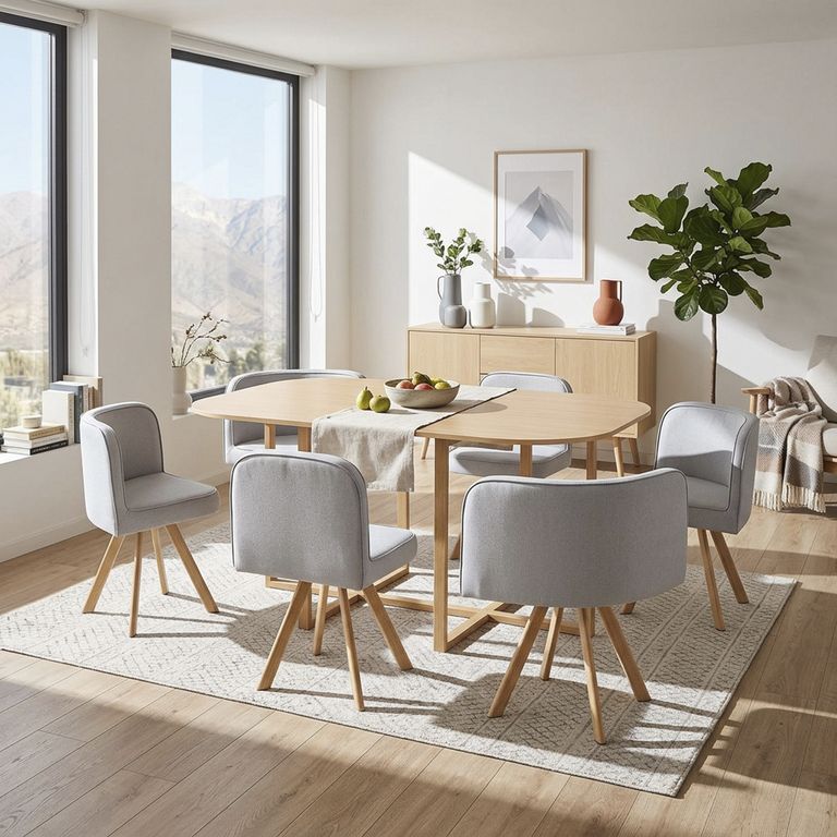 Juego de comedor Graph 6 Sillas Mesa Rectangular 150x100x74 cm Madera