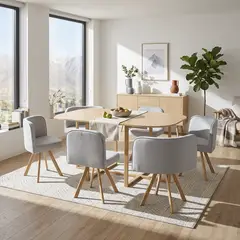 JUST HOME COLLECTION - Juego de comedor Graph 6 Sillas Mesa Rectangular 150x100x74 cm Madera