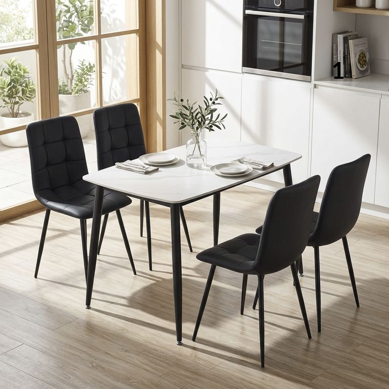 Juego de Comedor Kult 4 Sillas Mesa Rectangular 120x70x75cm Negro
