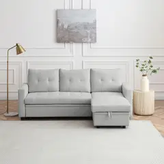 JUST HOME COLLECTION - Sofá Cama Seccional 3 cuerpos Luvy 216x87x142 cm Gris