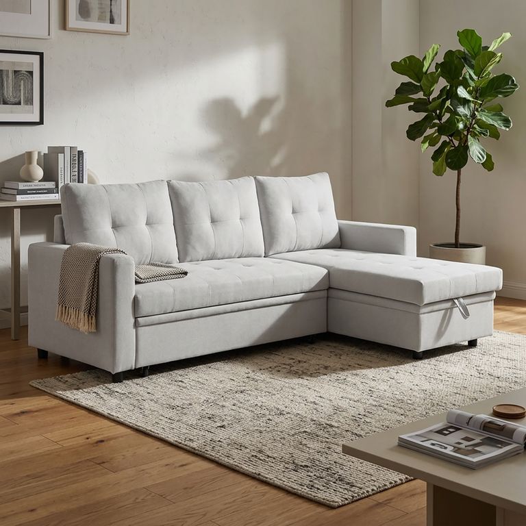 Sofá Cama Seccional 3 cuerpos Luvy 216x87x142 cm Gris