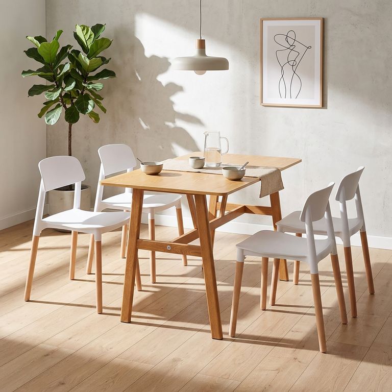 Juego de Comedor Traviny 4 Sillas Mesa Rectangular 120x70x73cm Madera