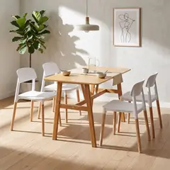 JUST HOME COLLECTION - Juego de Comedor Traviny 4 Sillas Mesa Rectangular 120x70x73cm Madera