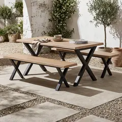 JUST HOME COLLECTION - Juego de Comedor Café/Negro 160x75x90 cm