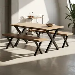 JUST HOME COLLECTION - Juego de Comedor Café/Negro 160x75x90 cm