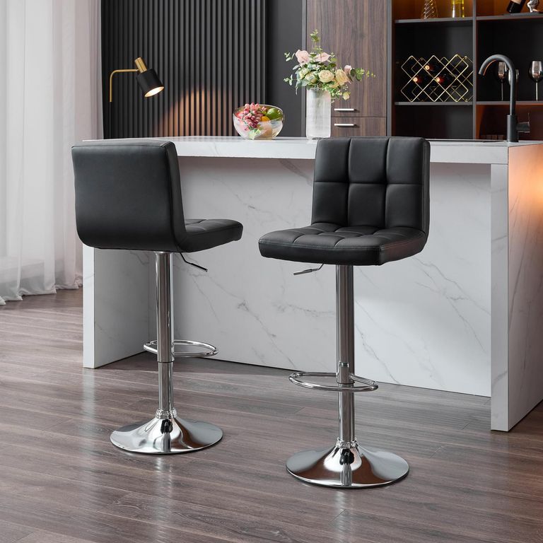 Set 2 Sillas Bar Hemah Negro 114x40x37 cm