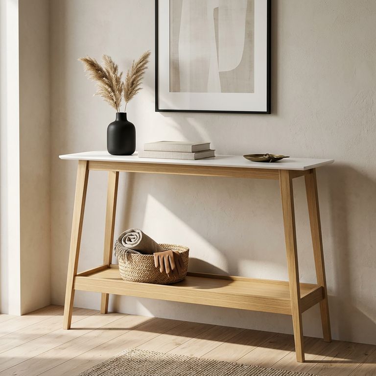 Arrimo Oslo Blanco/Café 120x34x76 cm