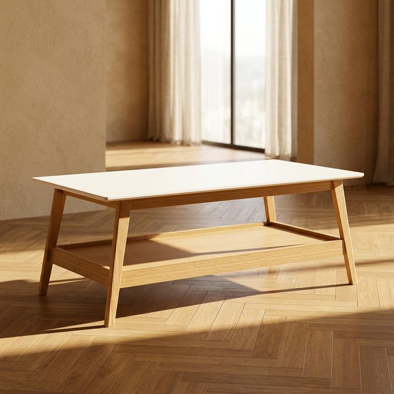 Mesa de Centro Oslo Blanco/Café 120x60x43 cm
