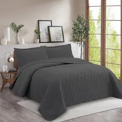 JUST HOME COLLECTION - Quilt King Ultrasonic Gris