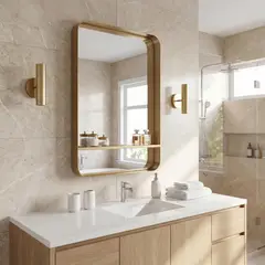 JUST HOME COLLECTION - Espejo Decorativo Forma Rectangular 60x90 cm Dorado Metal