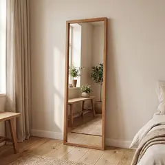 JUST HOME COLLECTION - Espejo Decorativo Forma Rectangular 50x160 cm Café Madera