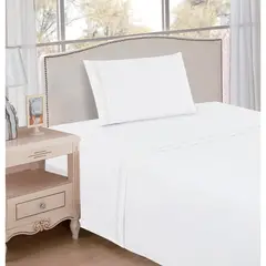 JUST HOME COLLECTION - Sabana Zigzag 1.5 plazas 200 Hilos Blanco
