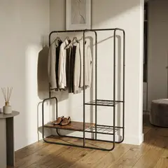 JUST HOME COLLECTION - Organizador de Ropa 2 Repisa(s) 40x150x104 cm Negro