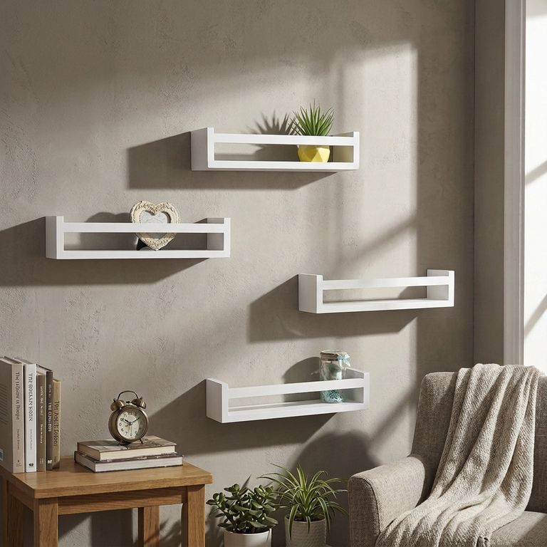 Set 4 repisas Madera 1 Nivel(es) 40x9x10 cm Blanco