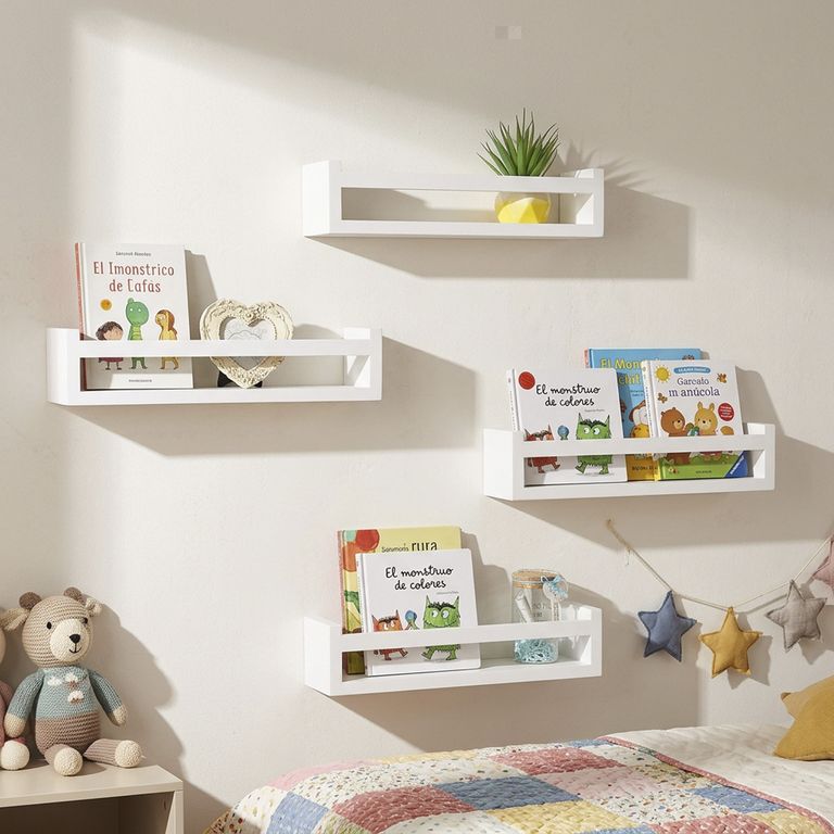 Set 4 repisas Madera 1 Nivel(es) 40x9x10 cm Blanco