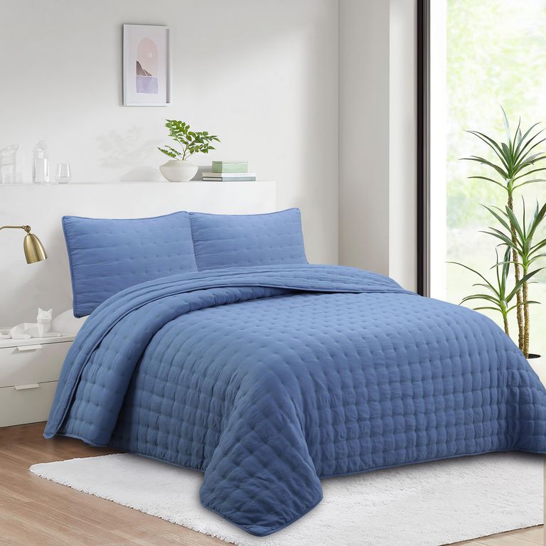 JUST HOME COLLECTION Quilt 2 plazas Teen Azul