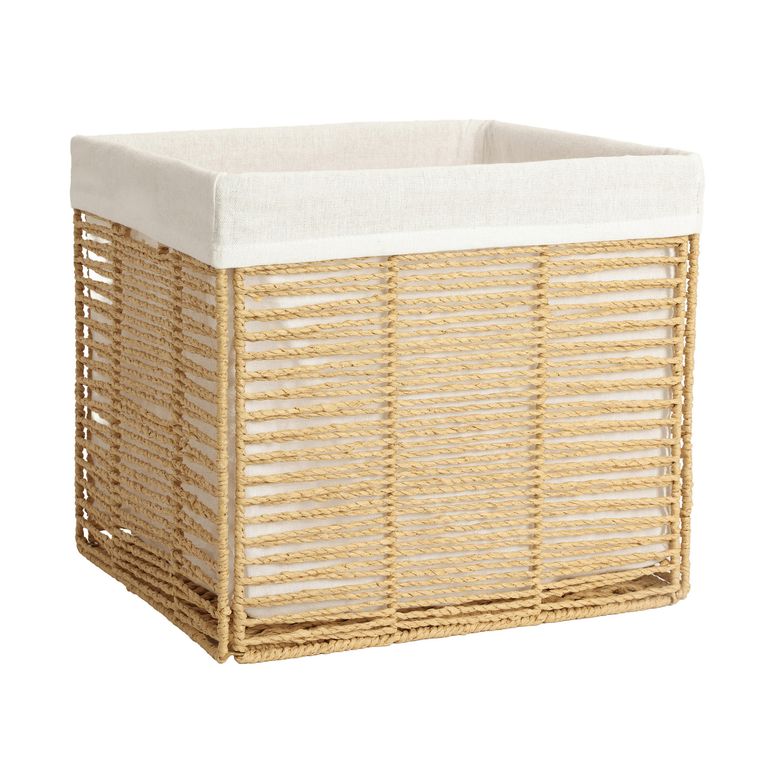 Canasto Plegable 33x38x33 cm Blanco/Café
