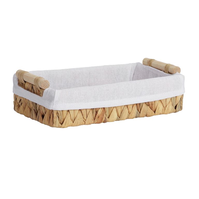 Canasto 26x6x15 cm Blanco/Natural