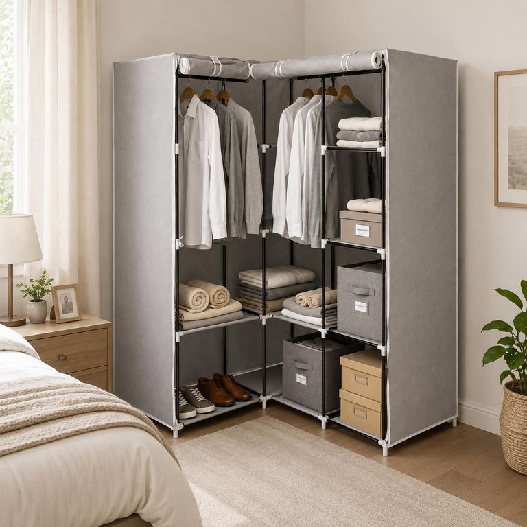 Clóset Esquina 2 Puerta(s) 12 Repisa(s) 131x170x87.5 cm Gris