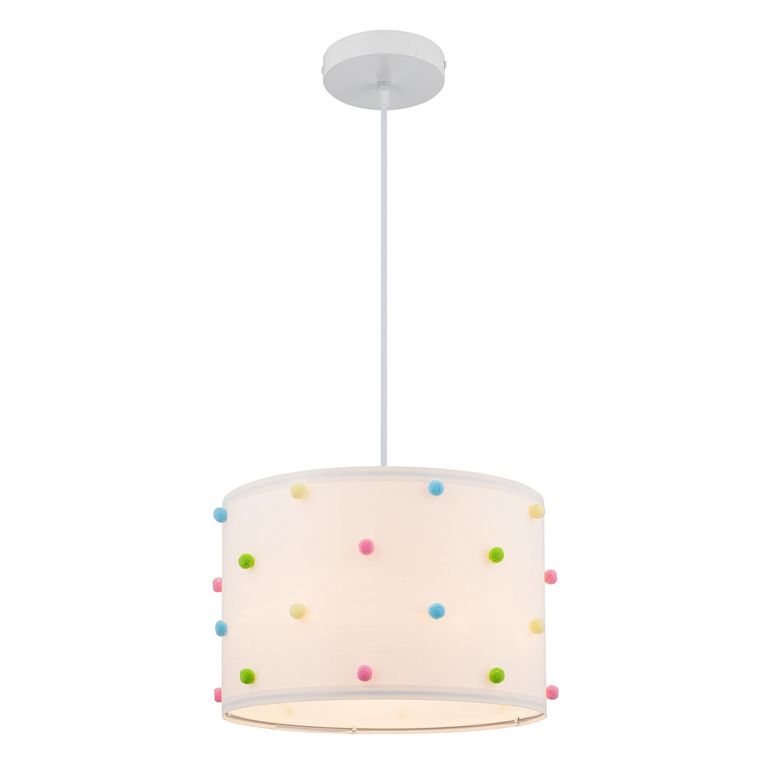Lampara colgar infantil Dots 1l E27 blanco