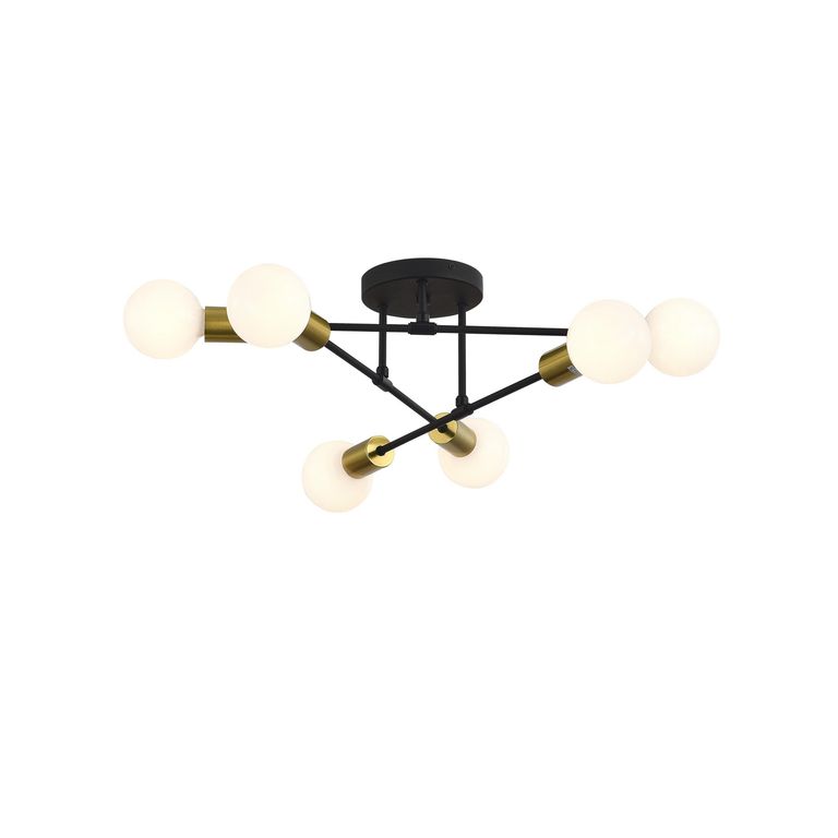 Lampara techo Reims 6l negro/dorado
