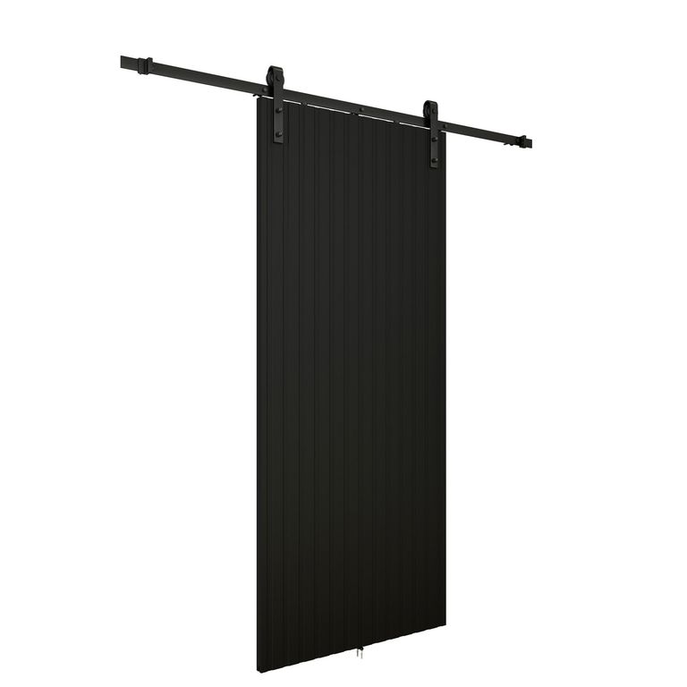 Puerta Corredera Mdf 91X213 ranurado negro